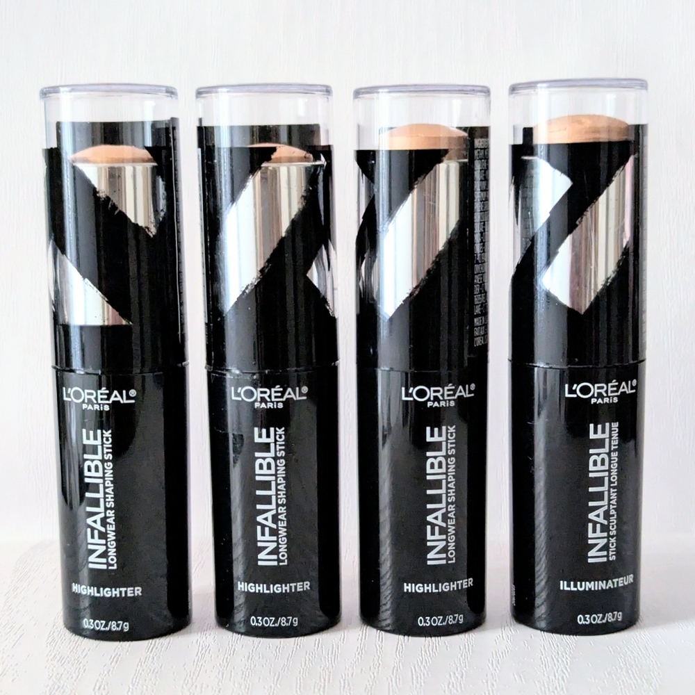 4X L'Oreal Infallible Longwear Highlighter Shaping Makeup Stick #42 GOLD IS COLD
